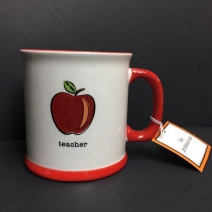 Papél Teacher Apple Mug Red White Gift Caring Encouraging Dedicated Patient