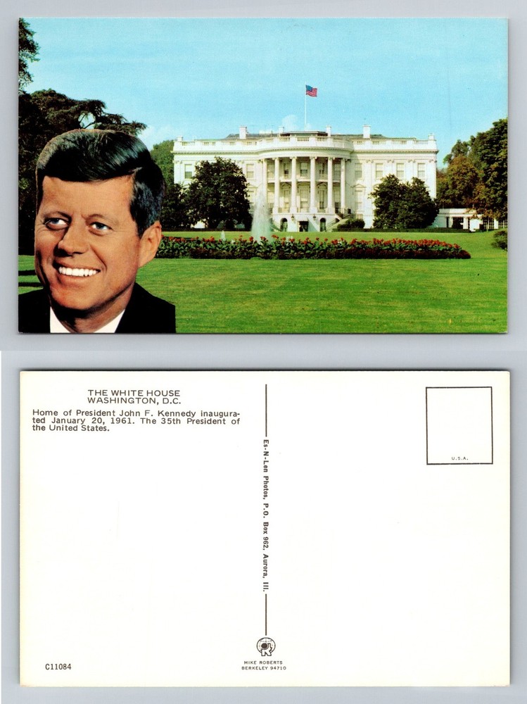 Washington, DC-District of Columbia, White House JFK Portrait Vintage Postcard