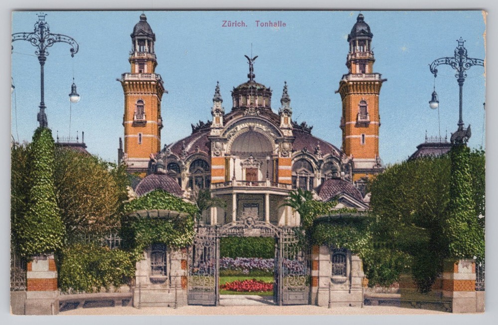Zurich Switzerland Tonhalle Concert Hall Antique Postcard c. 1910s