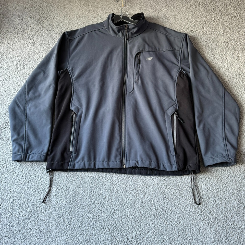 New Balance Jacket Mens Large Black Stretch Full Zip Mock Neck Athletic Outdoor