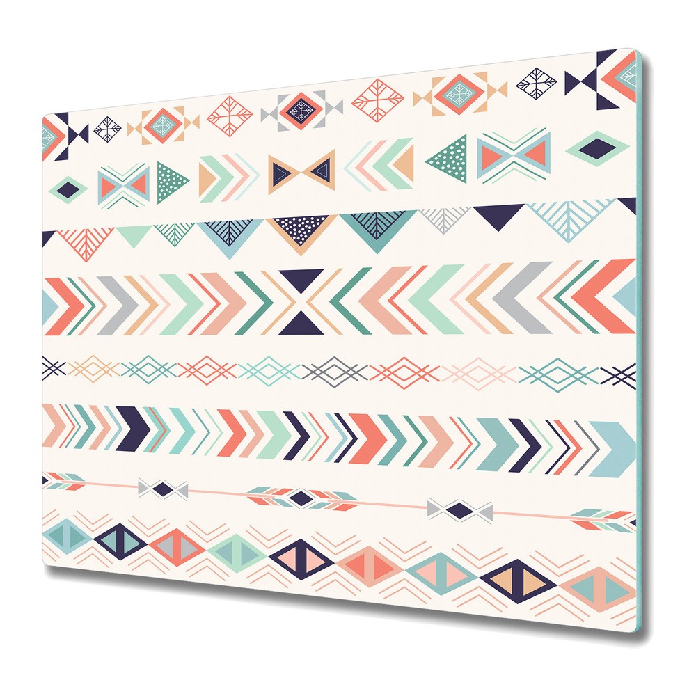 Serving Chopping Board Glass Cover American tribe green and purple 60x52