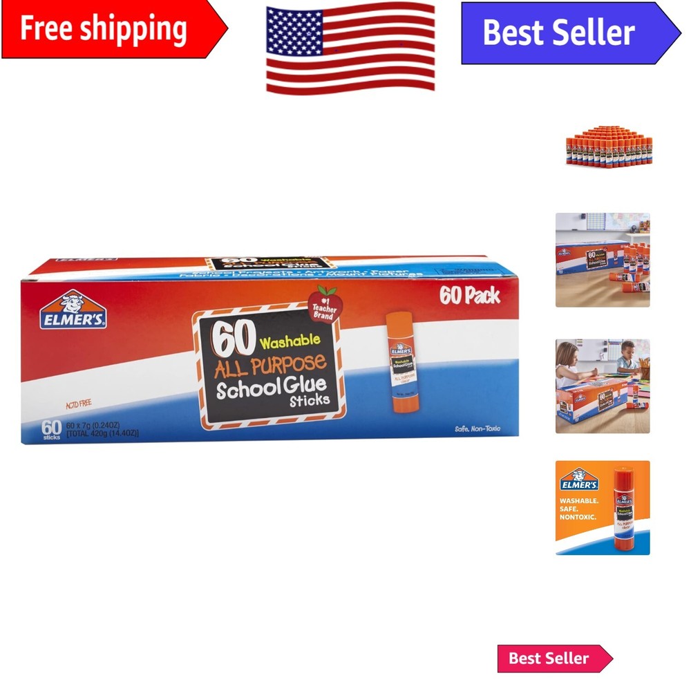 Acid-Free Craft Glue Sticks Set, 60-Pack for School and Art Projects-image