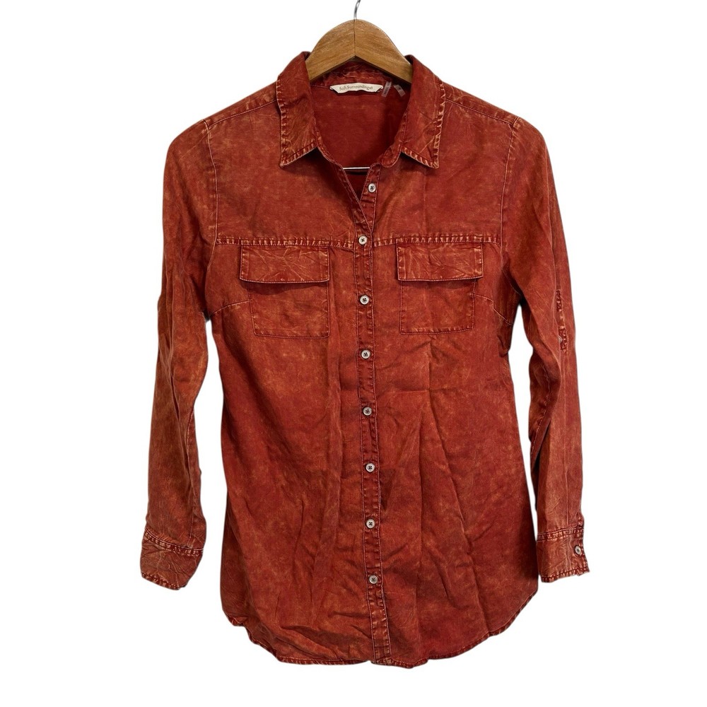 Women’s Soft Surroundings Rust Orange Button Down Blouse Size S 0429