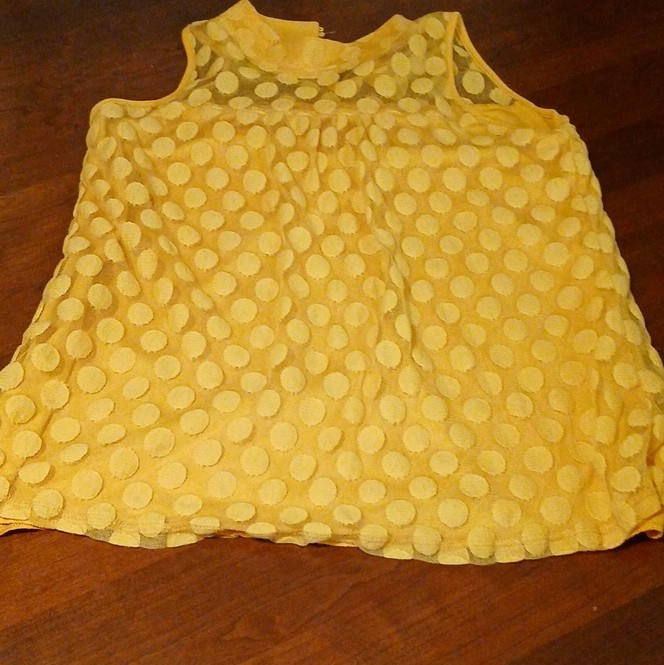 Shannon Ford New York Yellow Polka Dot Mesh Tank Top Sleeveless Size S