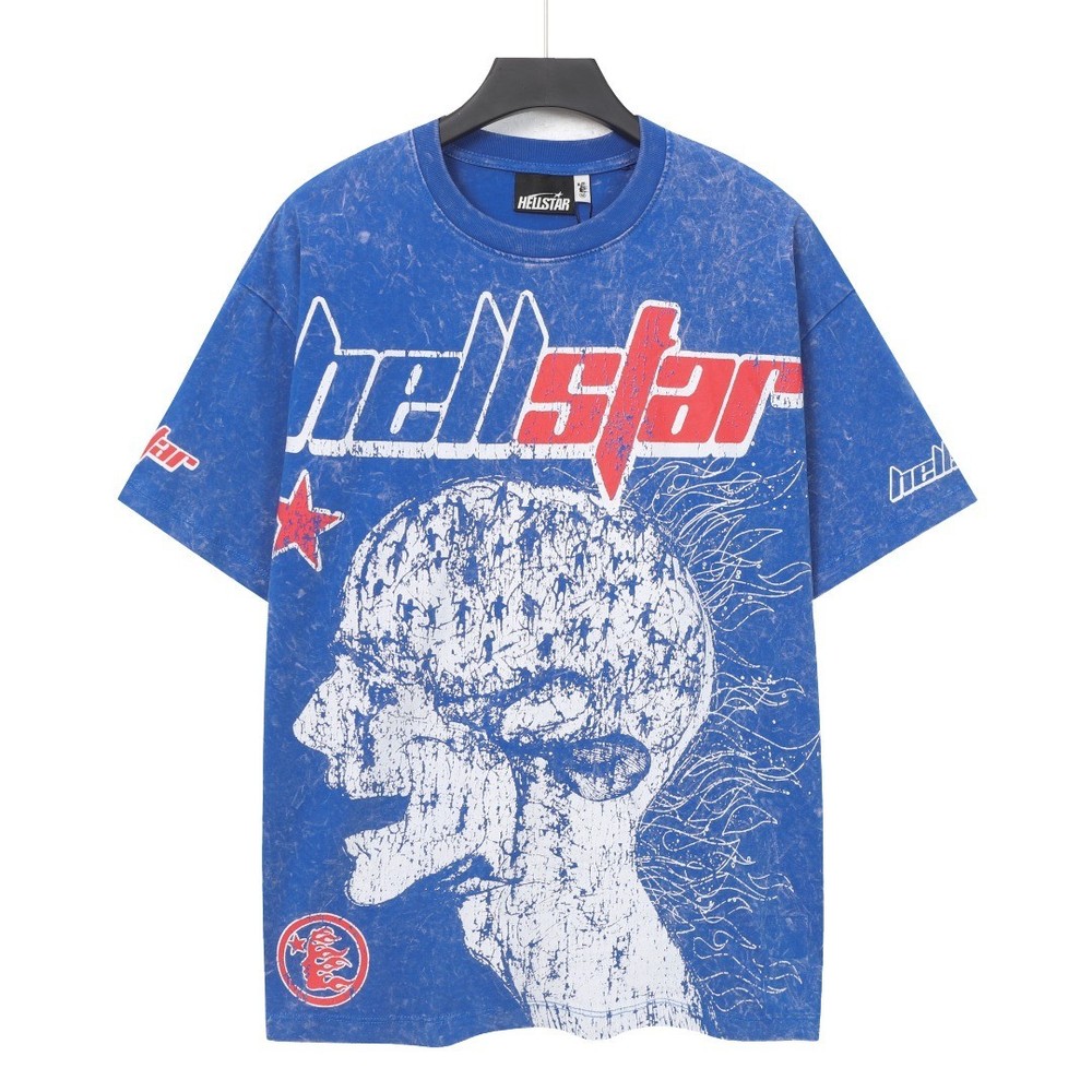Hellstar tee shirt Men's Klein Blue Cotton NEW
