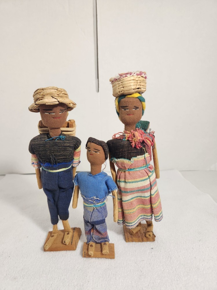 Guatemala Souvenir Travel Dolls Lot of 3 Folk Art Handmade Primitives Vintage