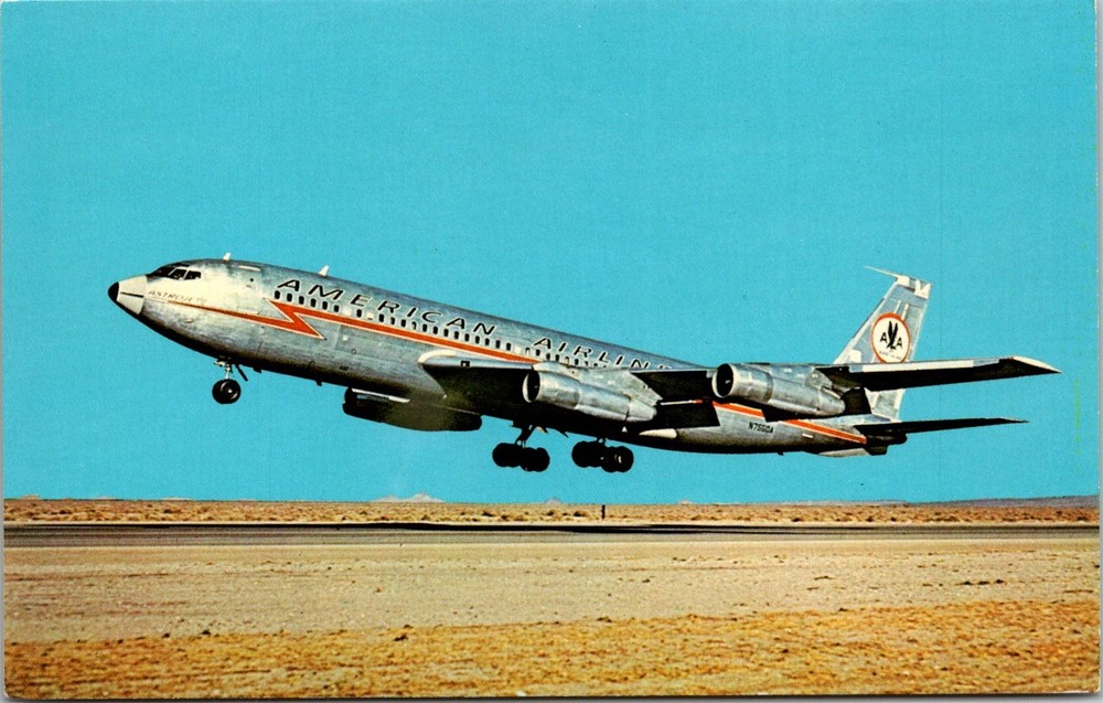 Dr Jim Stamps Postcard American Airlines Boeing 707-123B