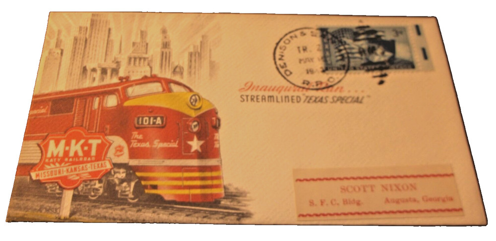 May 1948 Mkt Missouri Kansas Texas First Run Texas Special Souvenir Envelope F