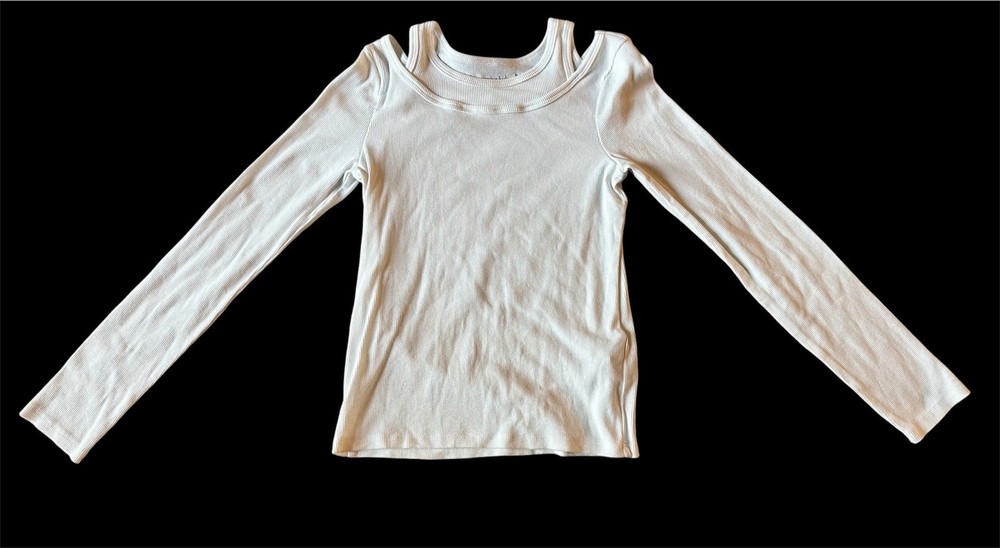 ABERCROMBIE & FITCH Girls Ribbed White Long Sleeve; Size 9/10