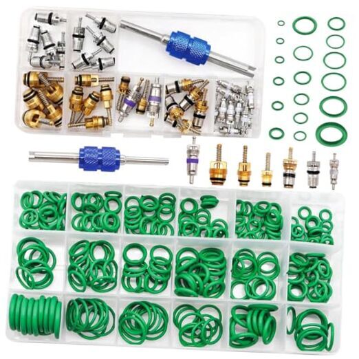 Car A/C Repair Kit with O-Ring Set and AC Valve Cores for Air Conditioning Fix