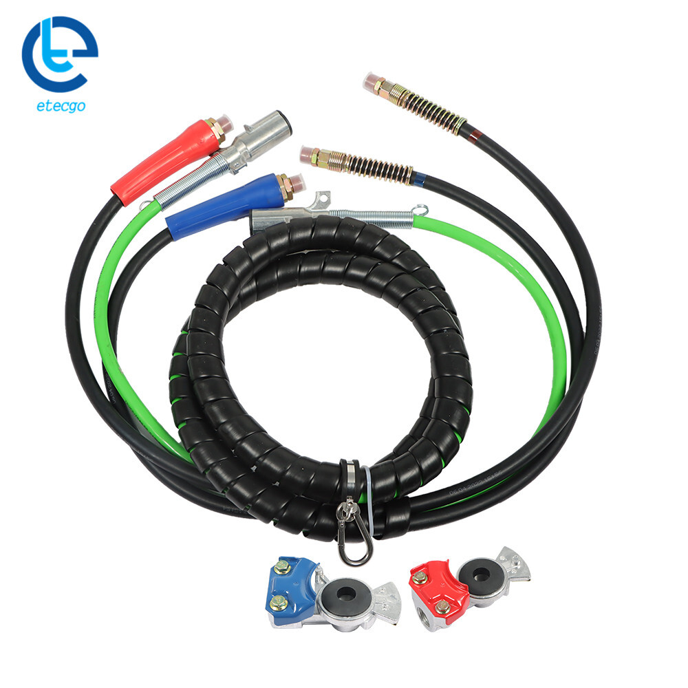 3 in 1 12ft ABS Air Line Hose Wrap with 7 Way Electrical Cable for Semi Truck Trailer-image