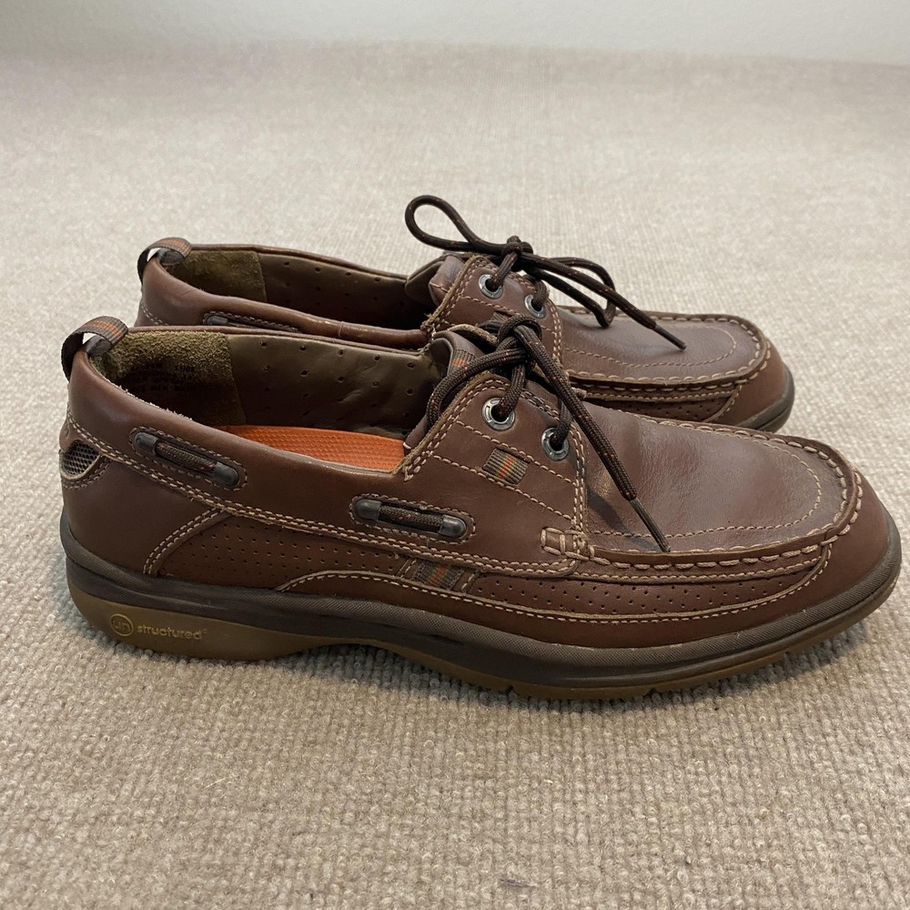 Clarks Shoes Mens Size 9.5 Brown Leather Boat Casual Unstructured Comfort Deck