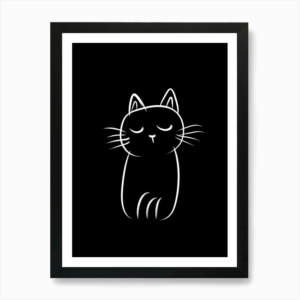 Abstract Sketch Cat Line Drawing 1  Framed Wall Art Poster Canvas Print Picture