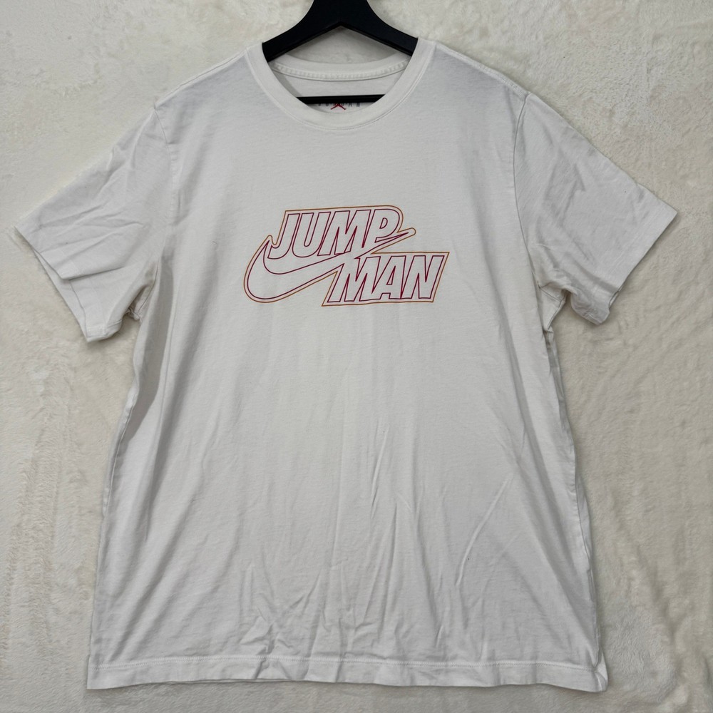 Jordan T-Shirt Mens XL White Jumpman Graphic Short Sleeve Cotton Athletic Tee