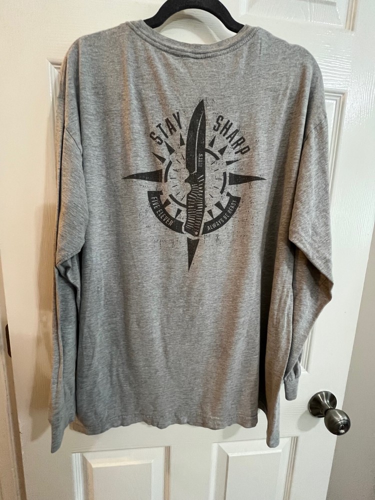 5.11 Tactical Stay Sharp Long Sleeve Shirt Men's Size Large Gray Knife Graphic