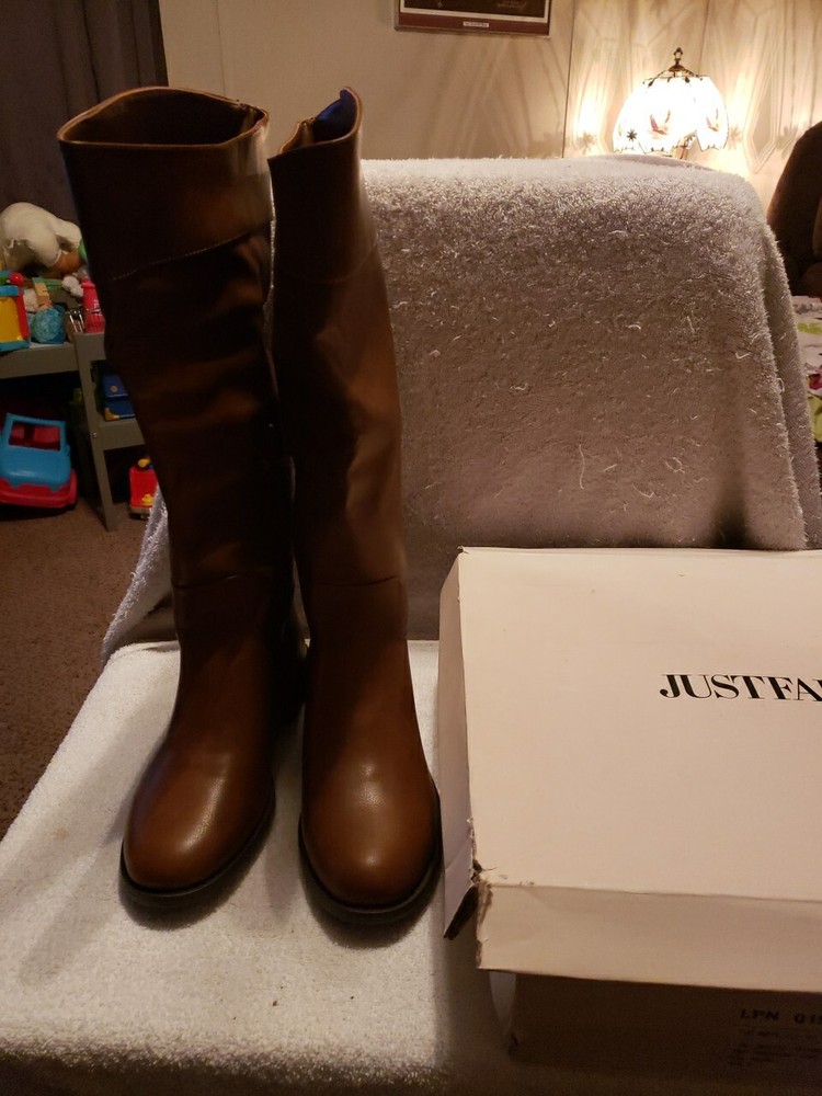 Just Fab Hollye Flat Boots Cognac Size 9