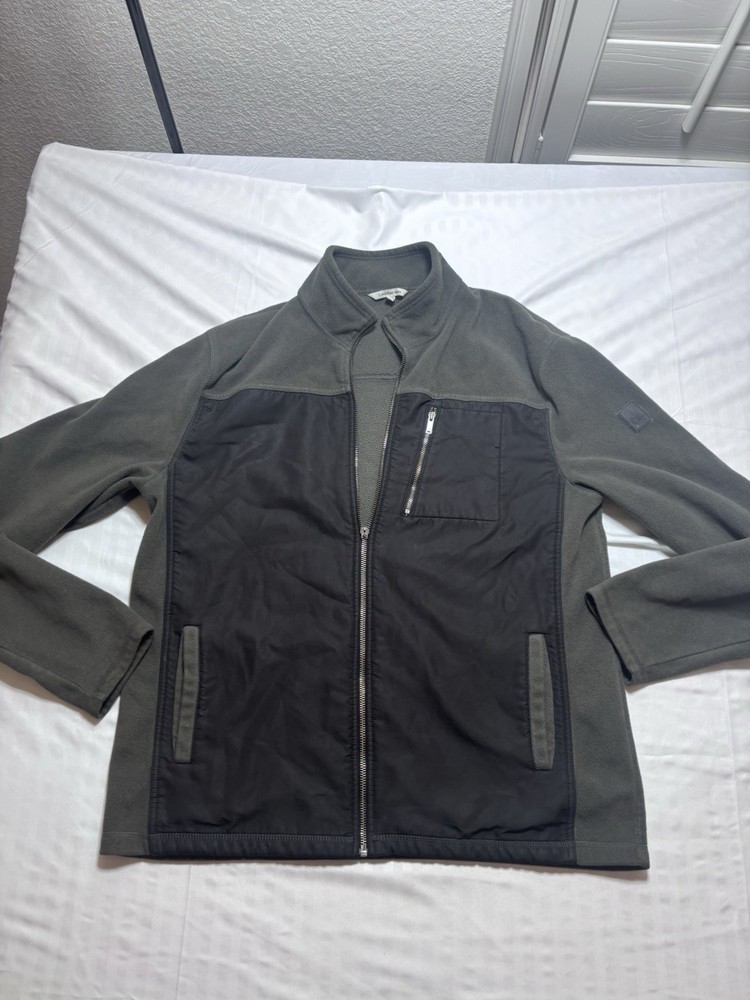 Calvin Klein Jacket Men's Large Black Gray Cotton Lined Full Zip
