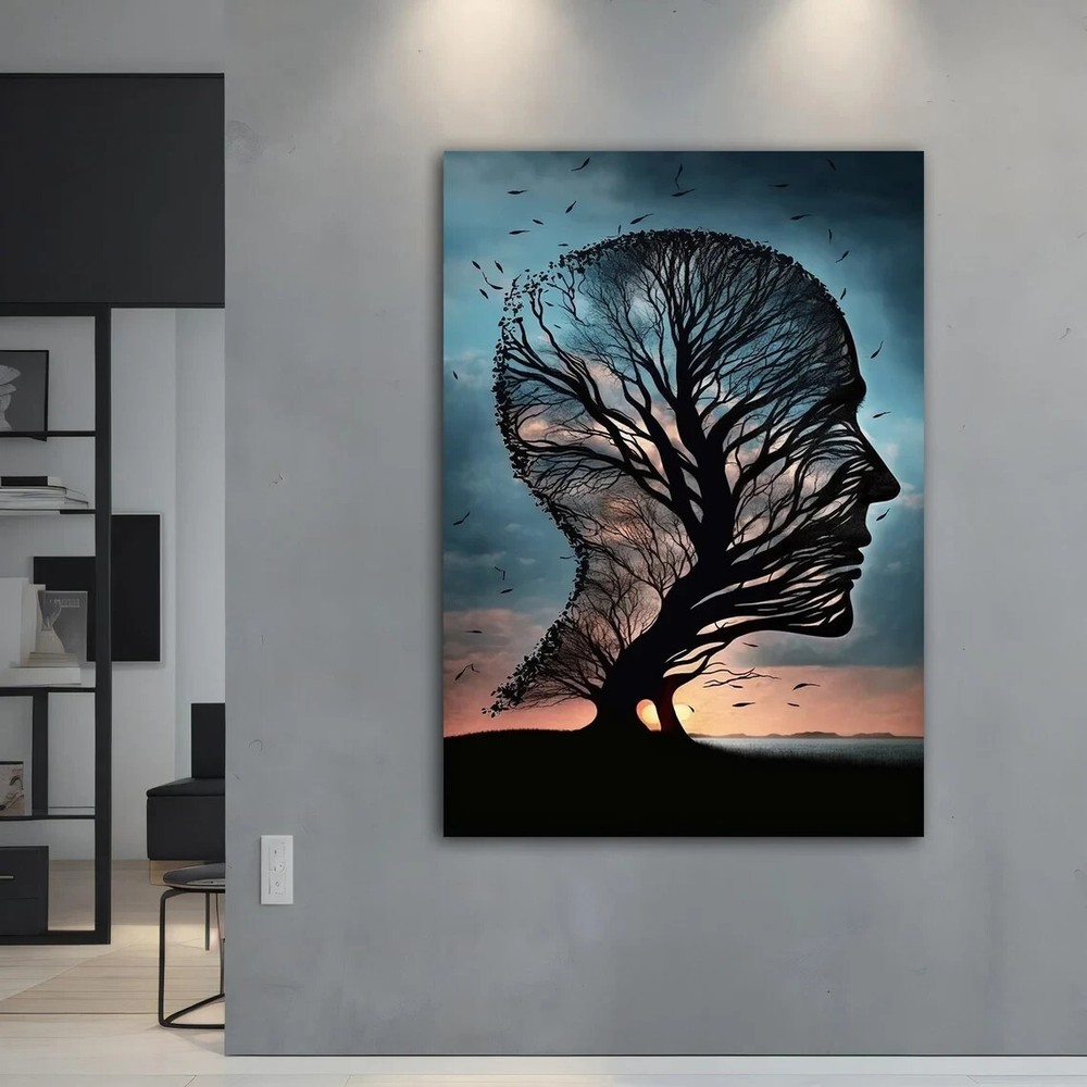 Tree Man Head Modern Surreal Painting Unframed Canvas Print Australian Wall Art
