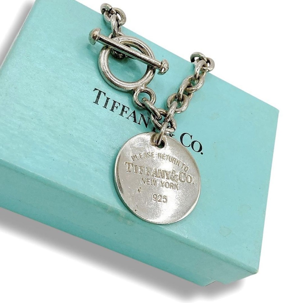 Tiffany 925 Silver Polished Toe Bracelet with Toggle Unused