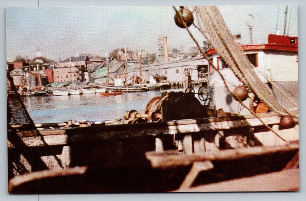 Vintage Gloucester Massachusetts Harbor View Color Photo Postcard