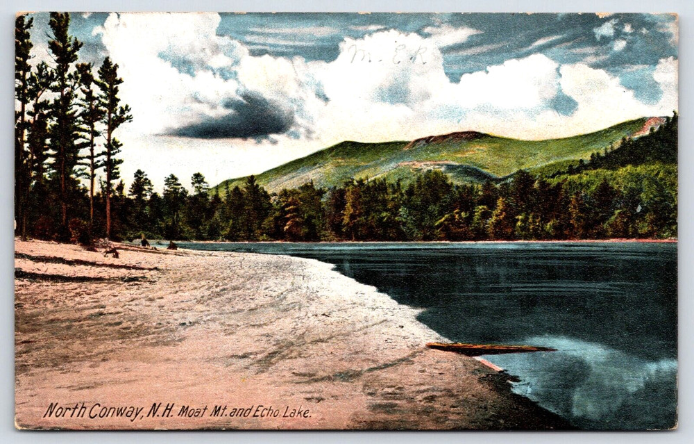 Original Old Vintage Outdoor Postcard Moat Mt. Echo Lake North Conway, NH USA
