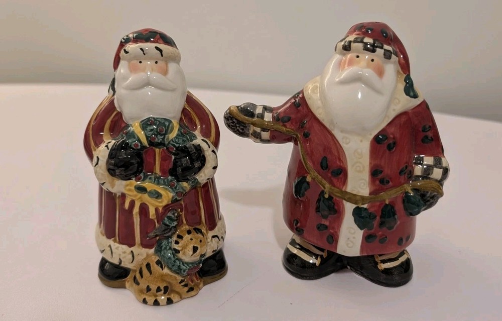 Sakura Debbie Mumm Christmas Santa’s Spirit Hand Paint Salt And Pepper Shakers