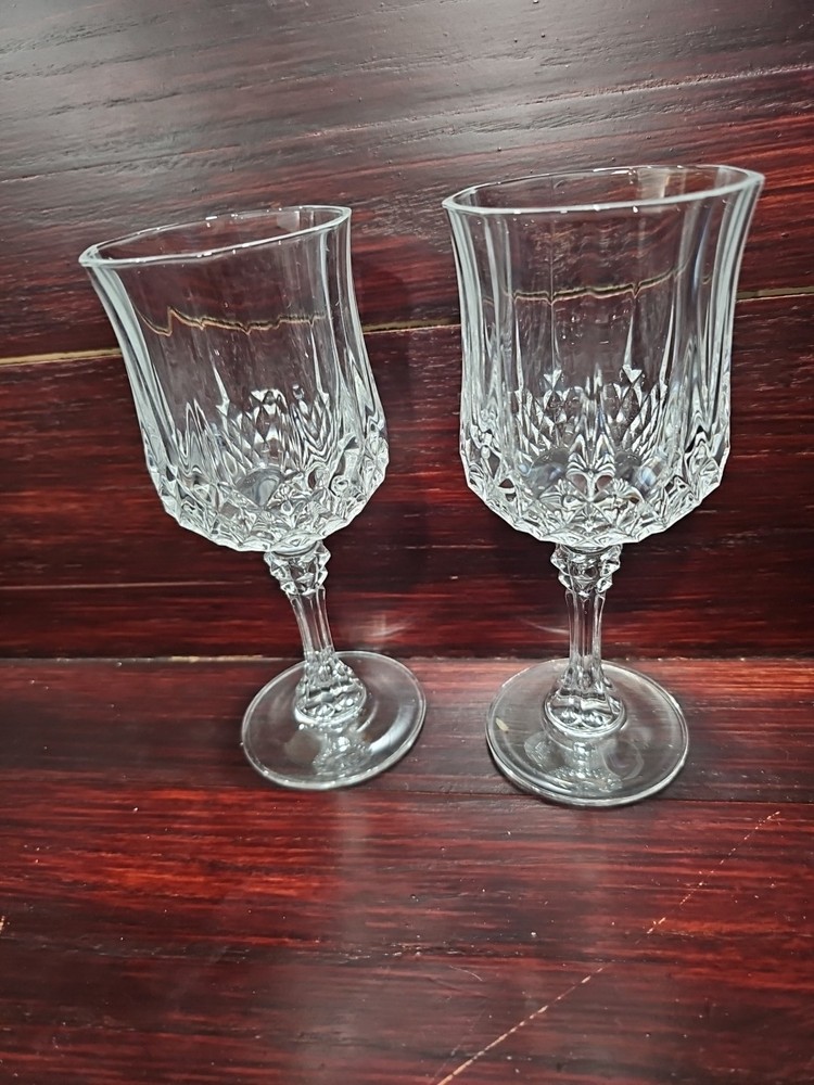 Vintage Cristal D'arques Durand Longchamp France Crystal Wine Glass Set Of 2