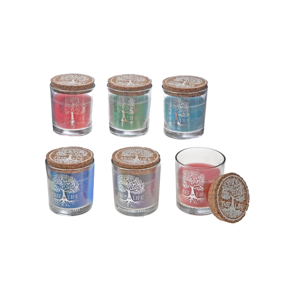 Tree of Life Scented Candle in Glass Votive with Cork Lid