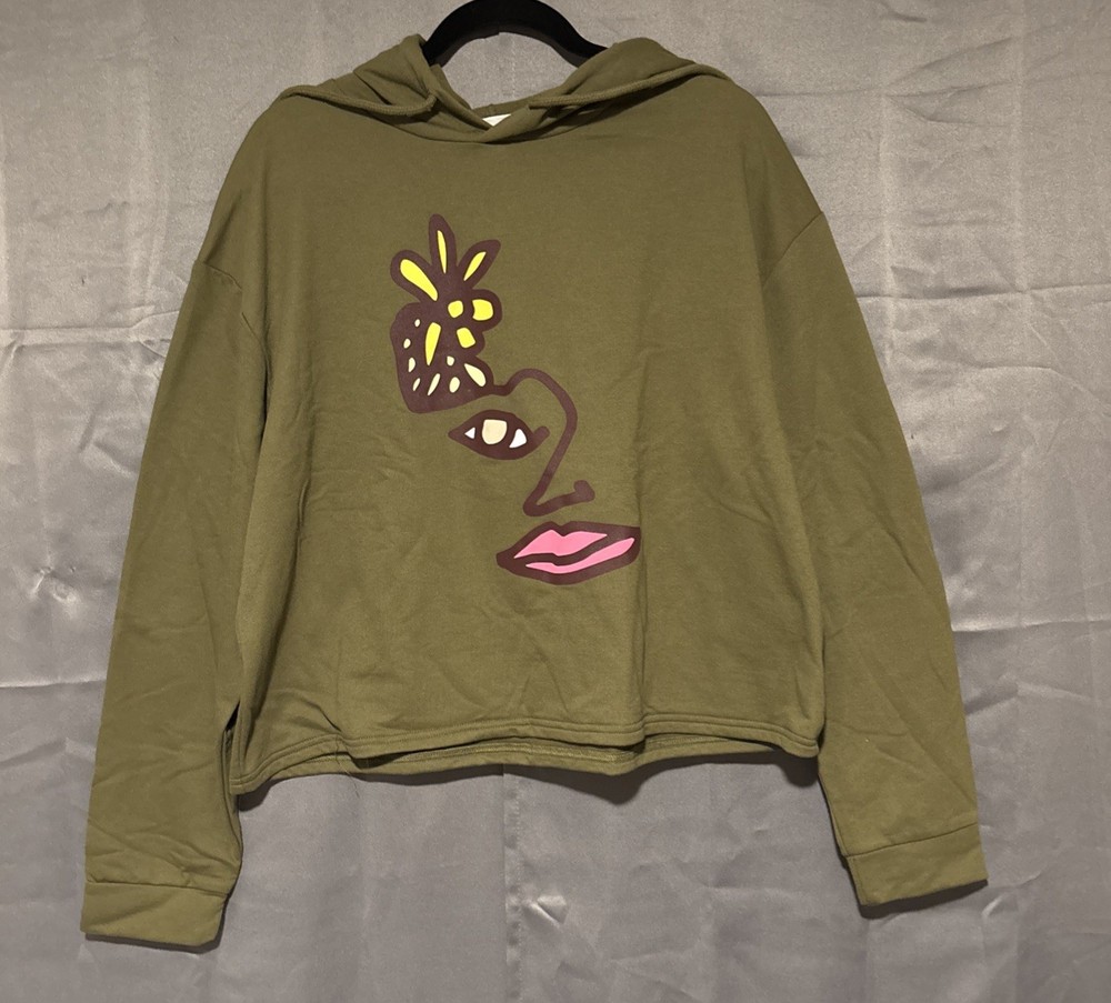 Target Take Pride Cropped Hoodie Abstract Face Graphic Sweatshirt Large-image