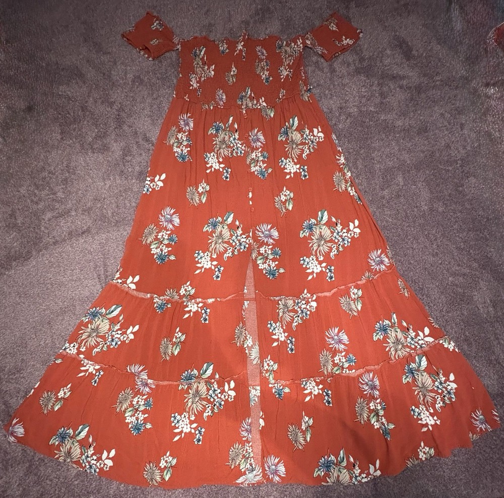 Xhilaration Women's Floral Maxi Dress Off Shoulder Size XXL