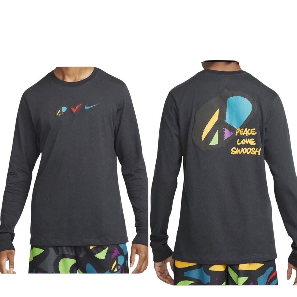Nike Peace Love Swoosh Long Sleeve T-Shirt Mens Size L Graphic Cotton Streetwear