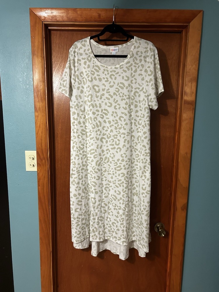 Vintage 2XL Lularoe Carly Dress Neutral Cream Cheetah Leopard Animal Print