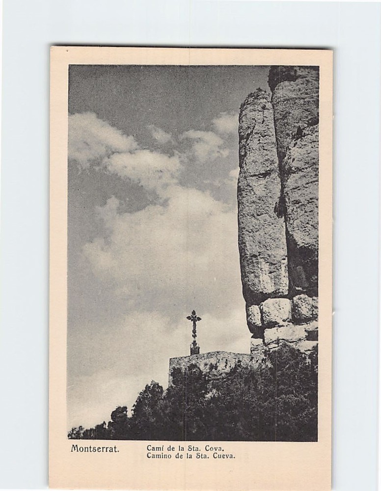 Postcard The Camí de la Santa Cova (Holy Cave Path) in Montserrat Spain