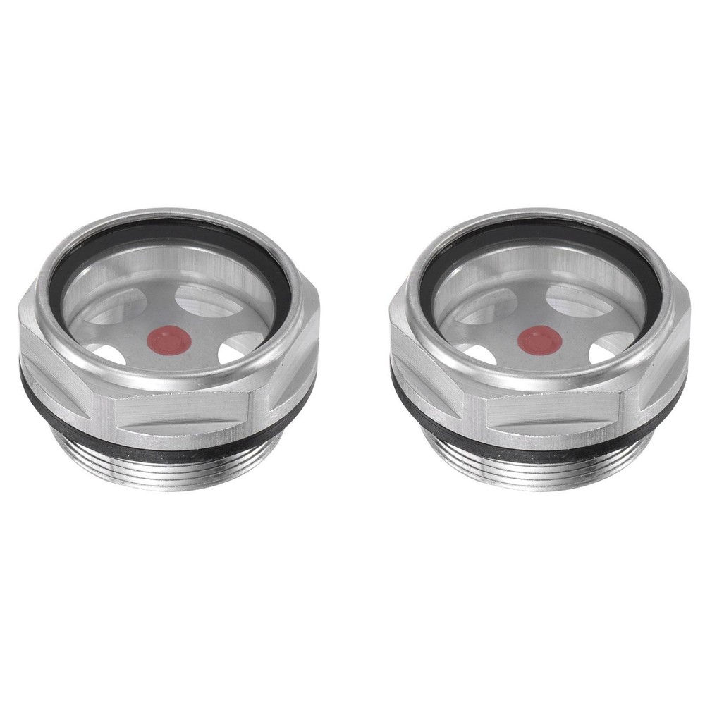 Compressor Oil Level Gauge Sight Glass M42x1.5mm Male Thread 27mm Height 2Pcs