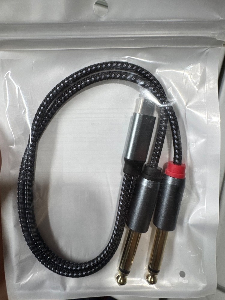New-USB C to Dual 6.35mm 1/4 Inch Stereo Splitter Y Cable Adapter