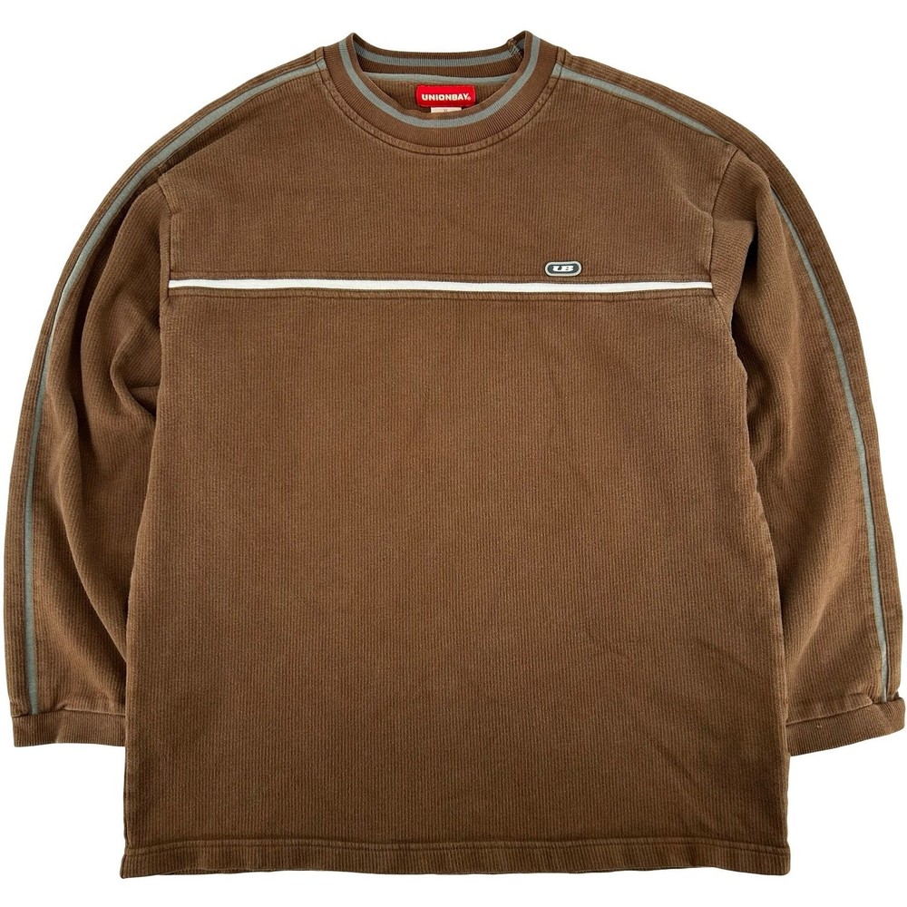 Vintage y2k Men's Brown White Unionbay Skater Punk Thick Long Sleeve Shirt Sz L