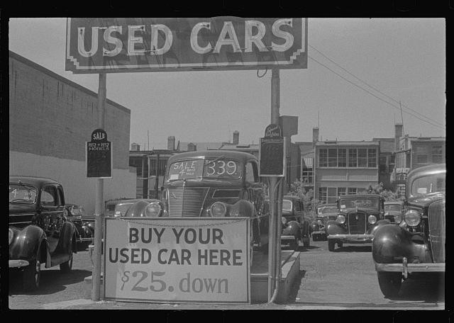Photo:Used Cars Lot 1930s Buy Your Used Car Here Sign 1935 1942