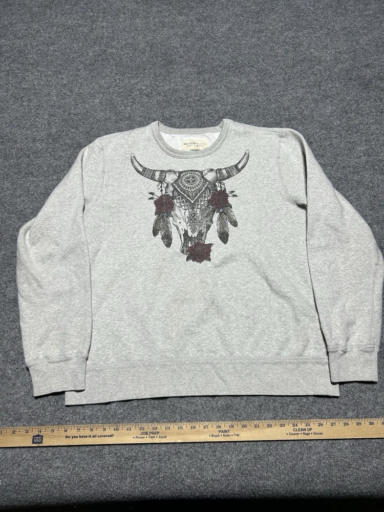 Vintage Ralph Lauren, Denim & Supply Women’s Cow Skull, Rose, Sweatshirt XXL