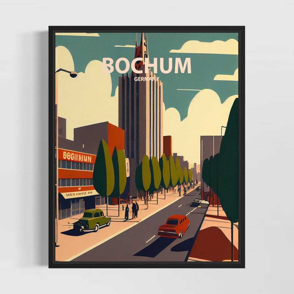 Bochum Retro Art Print Bochum Wall Art Illustration Bochum Vintage Minimal