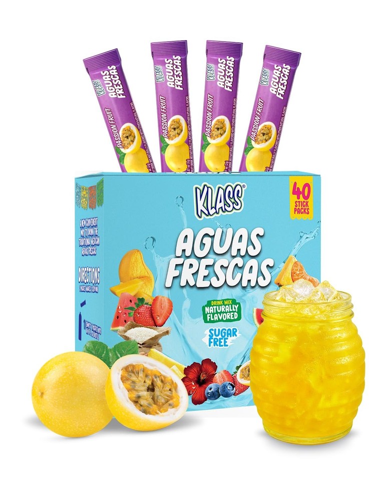 Klass Aguas Frescas | Drink Mix Packets | Passionfruit 2.8 Ounce (Pack of 1)