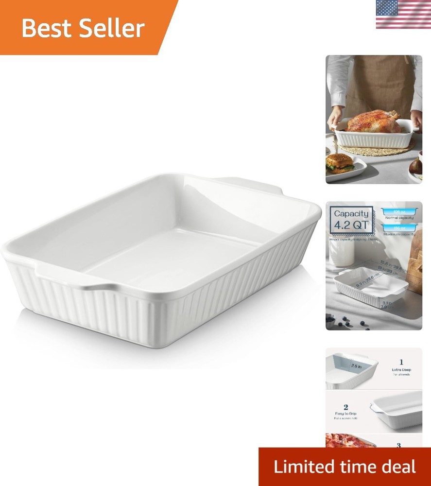 Versatile 4.2 Quart Ceramic Baking Dish - Perfect Lasagna Pan for Every Home