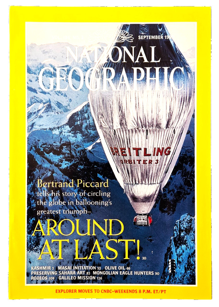 Breitling Orbiter 3 Trip Around The World Sept 1999 National Geographic Magazine