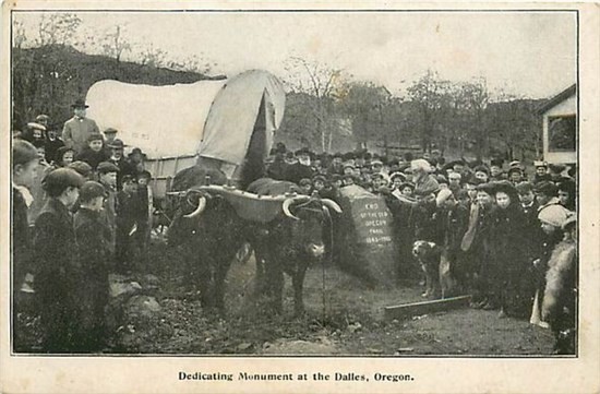 OR, Dalles, Oregon, Dedicating Monument, Ezra Meeker