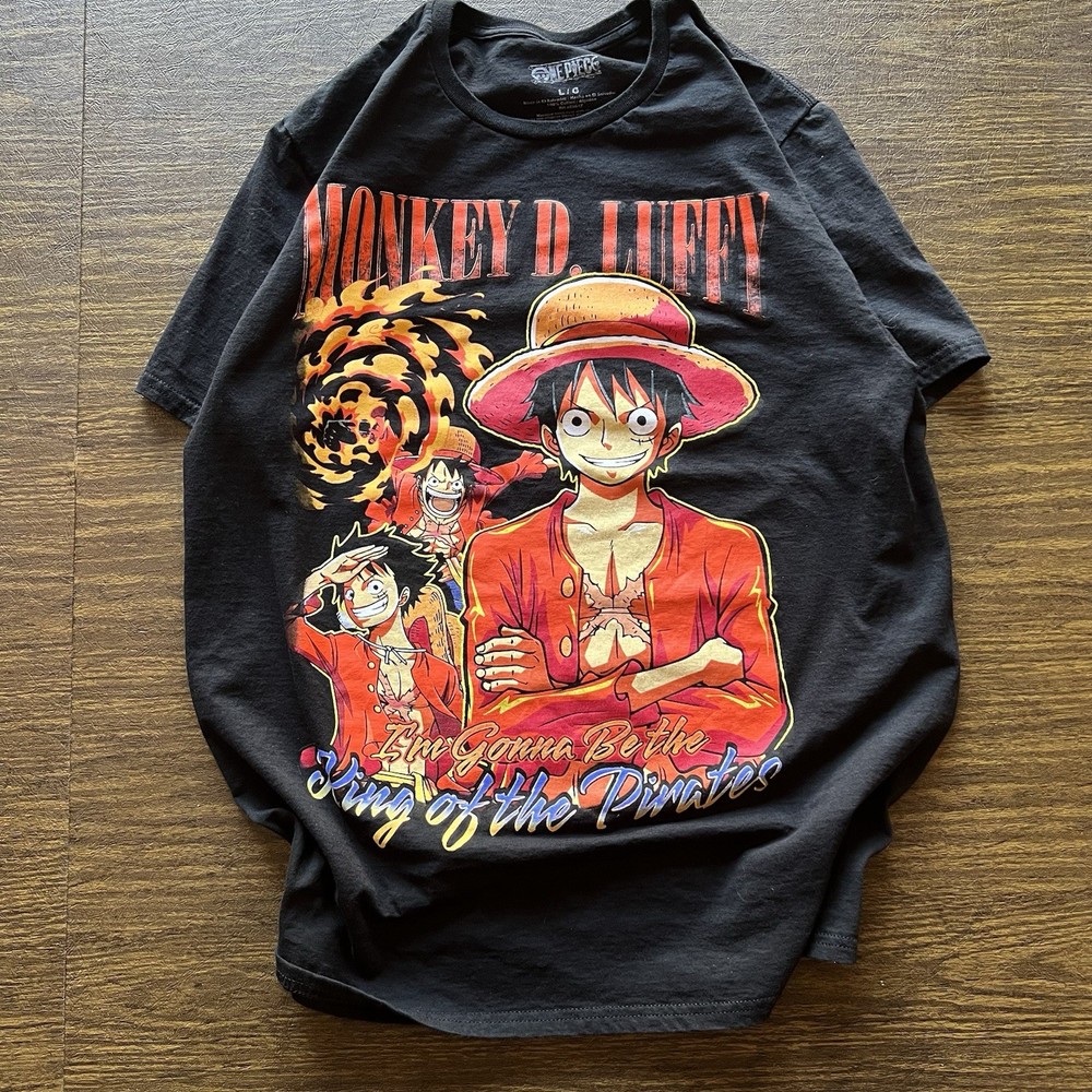 One Piece Monkey D. Luffy Anime Graphic T-Shirt Black Men’s Large