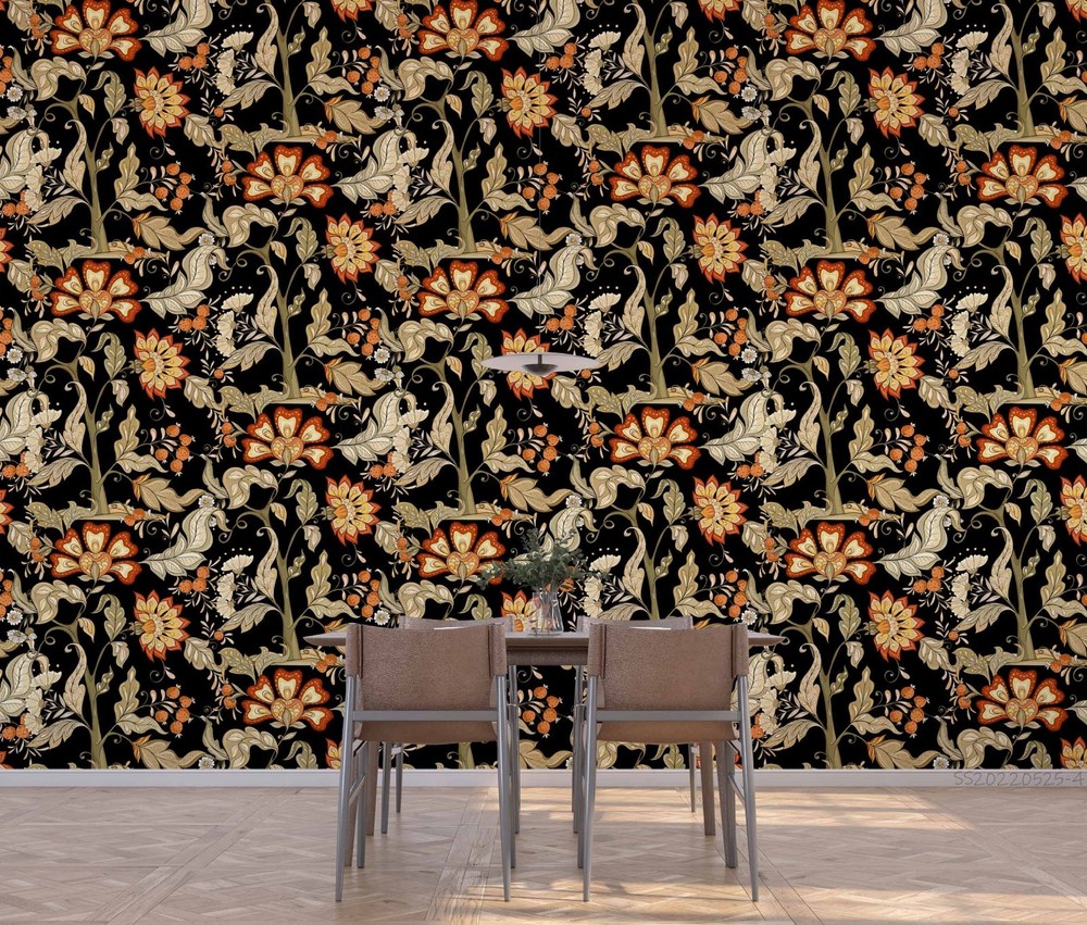 3D Flowers Leaves Flora Pattern Wall Murals Wallpaper Murals Wall Sticker