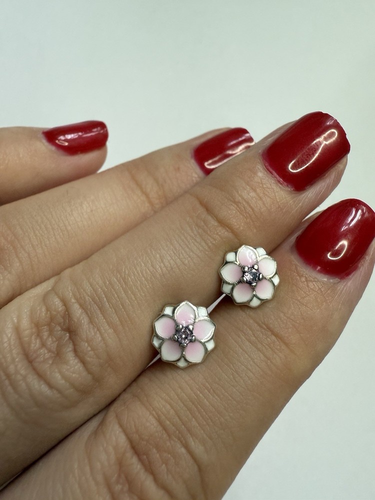 Pandora Pink Magnolia Blooms Stud Earrings with CZ 290739PCZ