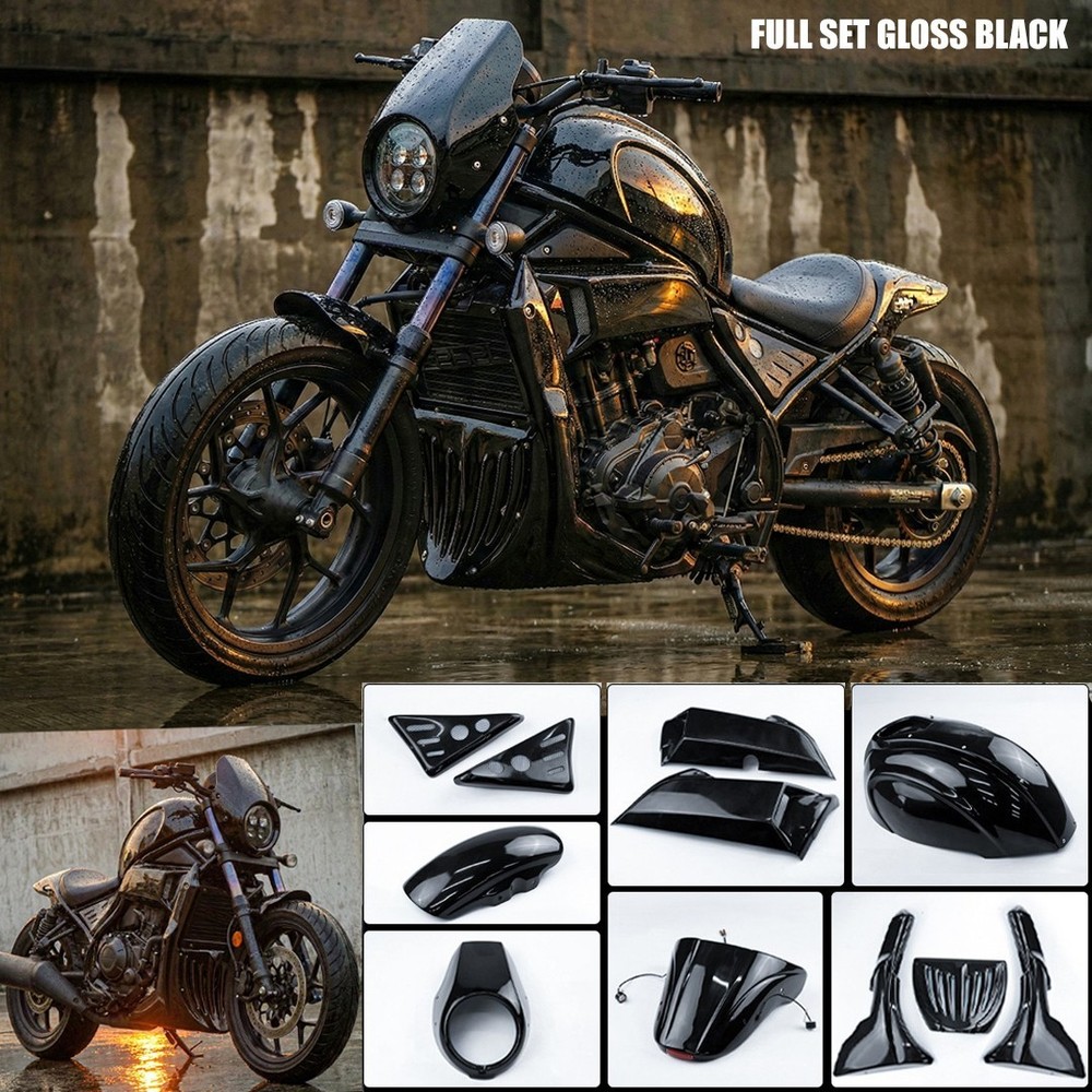 FULL SET GLOSS BLACK UNDER FAIRING TRIM COVER FIT HONDA REBEL CMX 1100 2021-25
