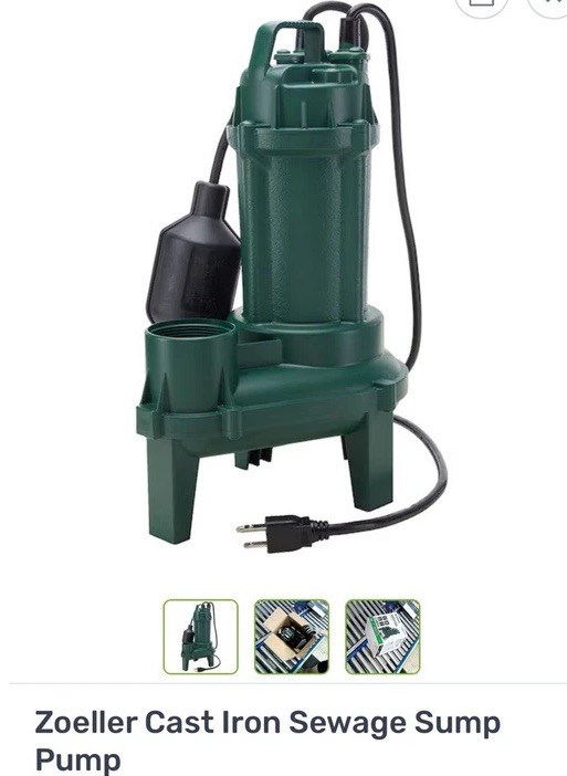 Zoeller 1261 Cast Iron Sewage Sump Pump with Fast Shipping