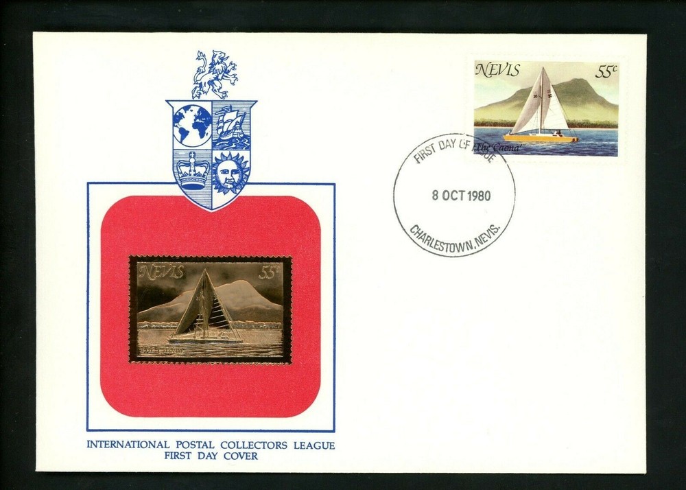 Postal History Nevis FDC #116 sail boat Postal Collectors League 1980