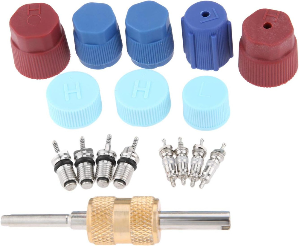 17Pcs Air Conditioning Valve Core Kit Schrader Valve Cores Accessories A/C R1...